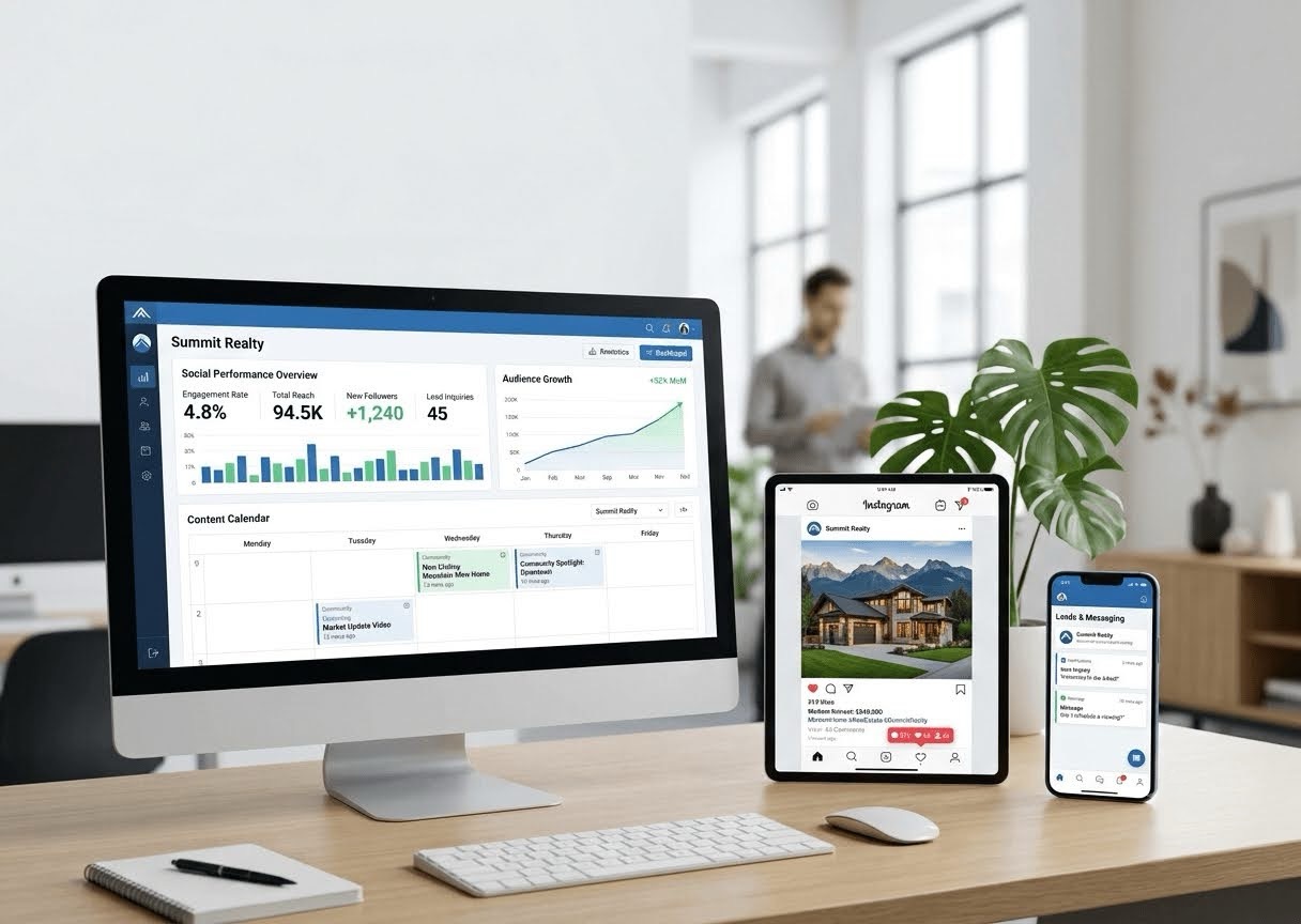 Summit Realty Group social media growth campaign content showing engagement metrics